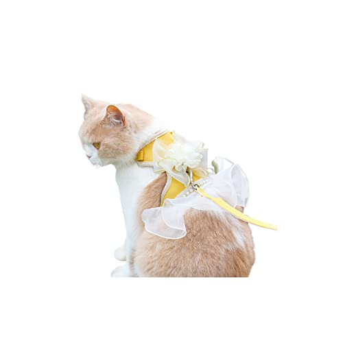 Conjunto Arnês E Trela Para Colete Para Gatos,Lindo Colete Gato Gravata Borboleta Com Flor, Arnês Ma