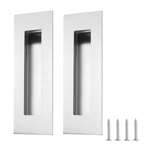 2PCS 150mm Stainless Steel Flush Handles Recessed Pulls for Sliding Doors