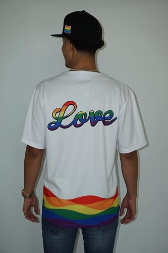 Camiseta de béisbol Rainbow – Top unisex con botones, diseño vibrante y colorido, ligera y transpirable miniatura 4
