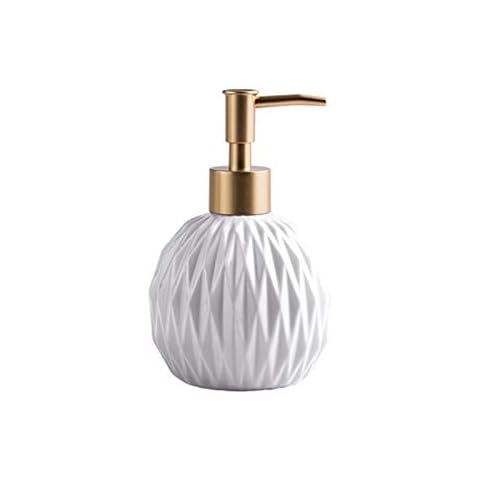 Layboo 400 ML Nordic Style Ceramic Hand Soap Dispenser, Decorative Liquid Soap & Lotion Dispenser Hand Soap Dispenser, for Kitchen or Bathroom Countertops Shape A (White) Cover