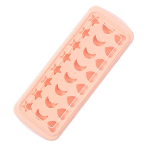 Molde de silicona para cubitos de hielo color rosa con tapa miniatura 1