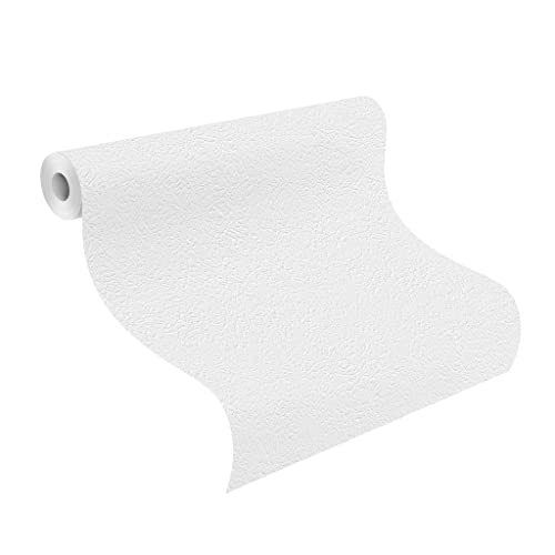 Rasch Tapete 127409 - Weiße Vliestapete mit Struktur, Strukturtapete, Putz-Optik - Feel good