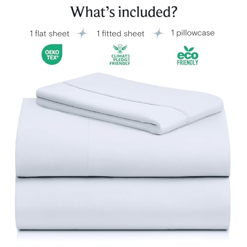 Image of LuxClub 3 PC Twin XL Sheet Set, Deep Pockets Wrinkle Free Cooling Bed Sheets Hotel Bedding for Women, Men, Kids & Teens, Includes 1 Fitted Sheet, 1 Flat Sheet and 1 Pillowcase-Silky Soft Baby Blue