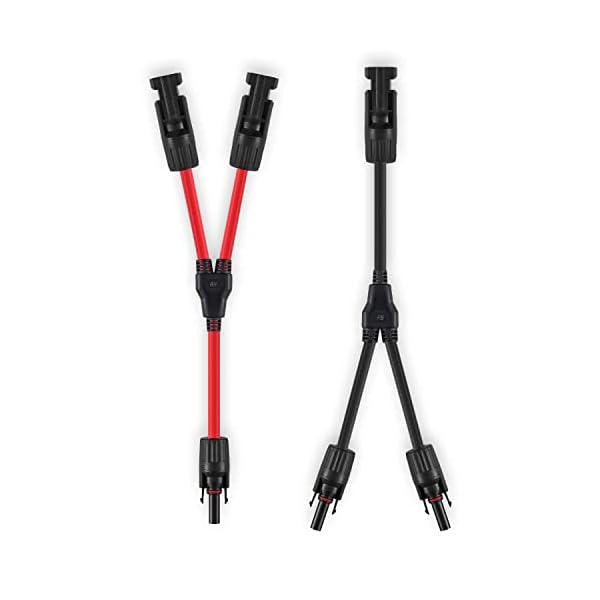 GENORTH 6 mm² Solarkabel Y-Verteiler,1 Paar Solarpanel Y Stecker 1Y2 10AWG Y Stecker Fotovoltaik Kabel Y Stecker,1Y2 Stecker Paar für Solaranlage Steckerfertig(Rot +Schwarz).