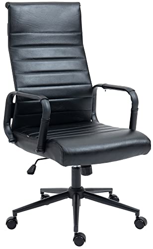 CLP Bürostuhl ergonomisch Kolumbus Echtleder, Schreibtischstuhl höhenverstellbar stufenlos, Drehstuhl mit Rollen bis 150 kg belastbar, Farbe:schwarz/schwarz