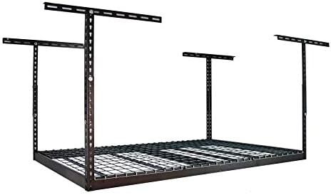 MonsterRax Overhead Garage Storage Rack - Heavy Duty Racks for Garage with 500 lb Capacity, Easy Garage Shelving, Adjustable Storage Rack, Ceiling Mount Storage Shelves 4x6 Hammertone (24"-45")
