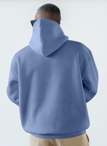 Image of JMIERR Mens Fleece Lined Hoodie Pullover Drawstring Pocket Winter Warm | Cozy fleece-lined pullover, adjustable drawstring hood, kangaroo pocket, regular fit, machine wash