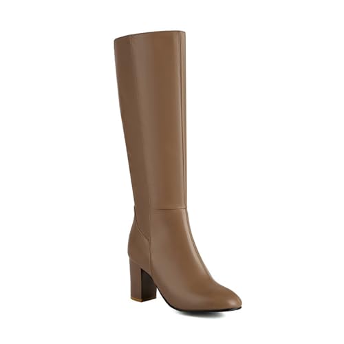 Bottes longues automne hiver pour femmes en cuir verni noir avec talon bloc