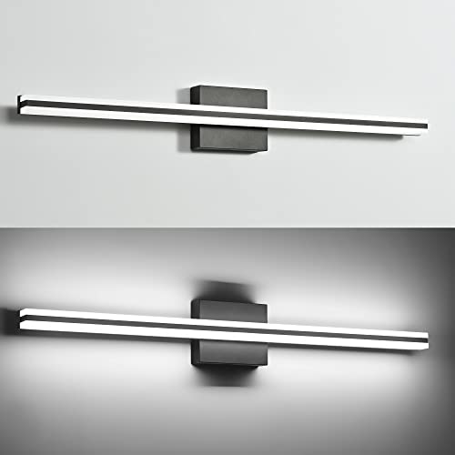 Image of SOLFART Bathroom Vanity Light Matte Black 32 Inch LED Lights for Bathroom 6000K Wall Light Fixtures ND