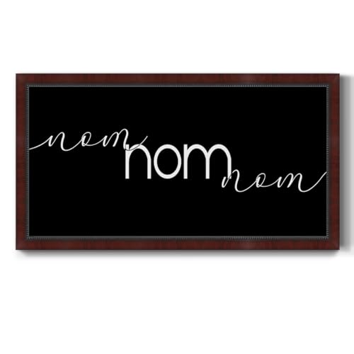 Renditions Gallery Modern Framed Wall Art Nom Nom Nom Canvas Home Decor Paintings for Bedroom Office Kitchen - 29"X53" Mahogany Ebony Frame GAL018