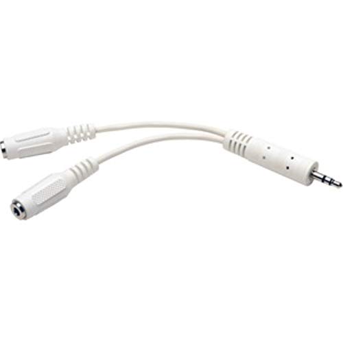 Adaptador de cable estéreo mini de 3,5 mm color blanco macho a hembra