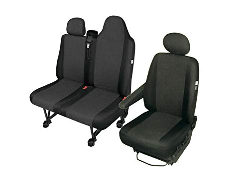Housse de siège, protège-siège, 3 places, housse de siège conducteur, housse de banquette, sur mesure, compatible avec Nissan NV300, compatible avec : Renault Trafic 3, Opel Vivaro B,