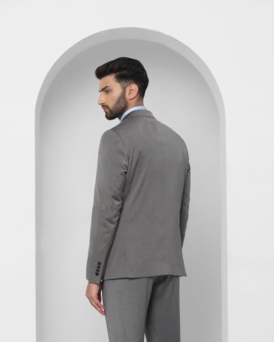 Image of Blackberrys Men Polyester Solid Slim Burgundy Peak Suit