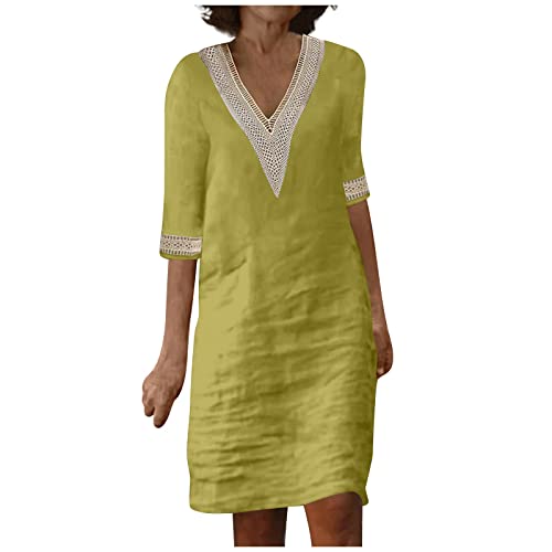OIOLOYJM Plus Size Summer Dresses for Women 2025 Plus Size Dresses for Curvy Women 3/4 Sleeve Casual Boho Kaftan Dresses