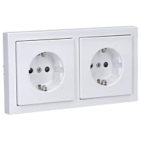 Busch-Jaeger future® linear Komplett-Set: 2x 20 EUCKS-84 SCHUKO Schutzkontakt-Steckdose mit erhöhtem Berührungsschutz (Safety+) + 1722-84K Abdeckrahmen 2-fach, studioweiß – Ansicht 4