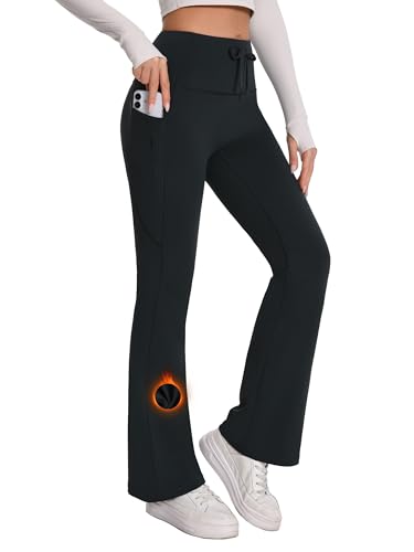 Tapata Women's Fleece Lined Pants 34' Inseam Winter Thermal Bootcut Flare Leggings Yoga Pants with...