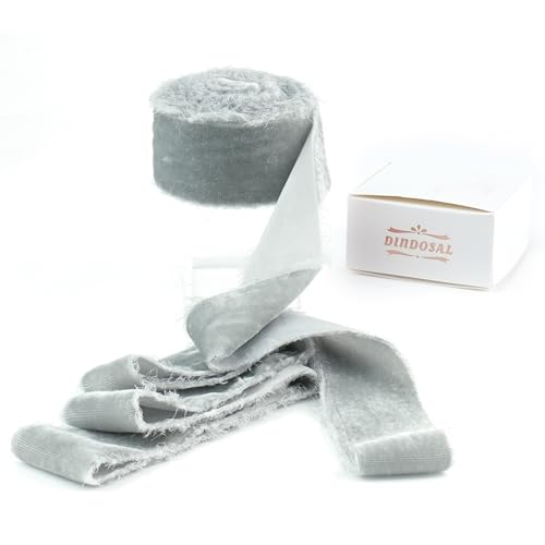 DINDOSAL Silver Velvet Ribbon 1.5 inch Silver...