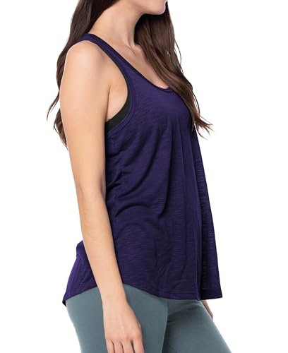 Women's Everyday Flowy Burnout Slub Racer Back Active Workout Tank Tops4