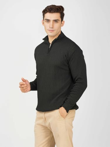 Image of LOQUE Men's Wool Blend Selection Sweater Half Zip High Neck Pullover Warm Casual Winter Wear for Office and Travel