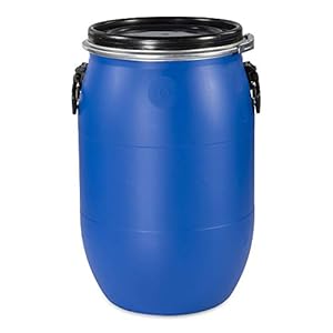 60 L Weithalsfass, Deckelfass mit Spannring, dicht verschließbar blau, grün, schwarz (blau)