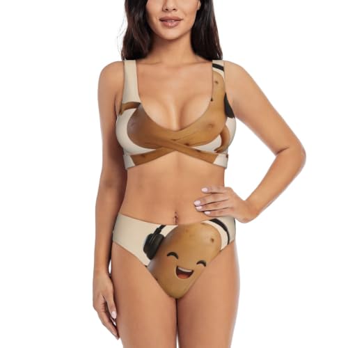 Maillot de bain deux pièces push-up DJ Potato Head avec coussinets amovibles