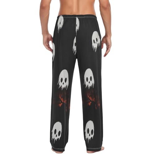 Men's Pajama Pants Spooky Ghosts Halloween Sleep Pajama Lounge Pant with Pockets, Elastic Waistband2