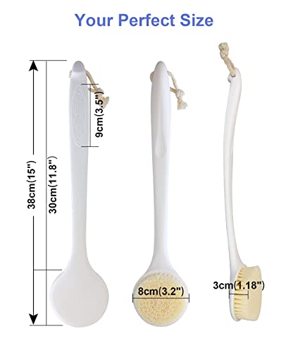 HORJOR Back Shower Brush With Long Handle, 38CM Soft Exfoliating Back Scrubber for Wet & Dry Brushing, Suitable for Men and Women - Image 3