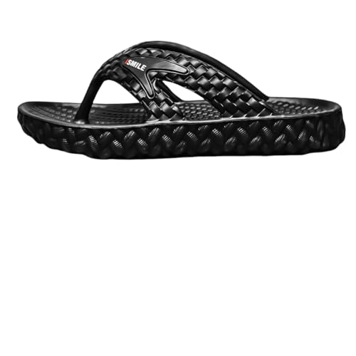 Shower Slipper Fashion Solid Color Letter Flip Flops Men's Home Outdoor Wear Soft Sole ls (Black 39 EU)