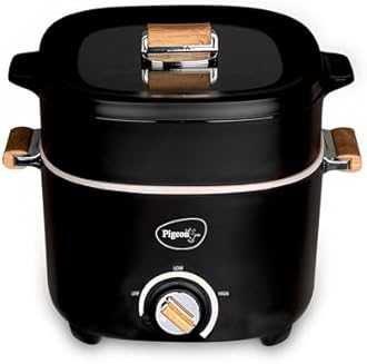 Pigeon Stainless Steel By Stovekraft Everyday Plus Multi-Cook Kettle,1000 Watts,2.5 Litre, Used For Boil, Brew, Cook & Serve All In One (Black)