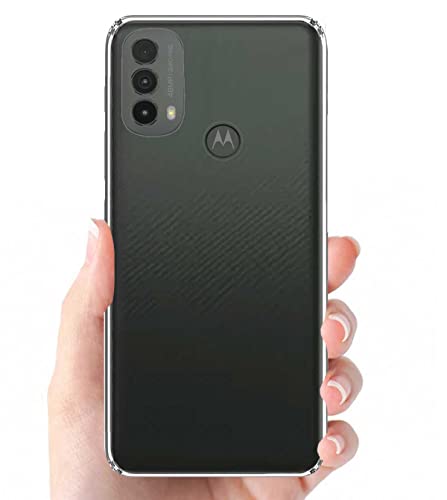 Image of Soft Flexible Silicone Back Cover Compatible with Motorola Moto E40, Transparent Case + Screen Guard