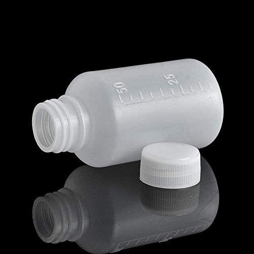 GDGY 40pcs 50ml 1.7OZ PE Plastic Empty Small Mouth Graduated Lab Chemical Container Reagent Bottle (50Ml40 Pcs) - Thumbnail 5