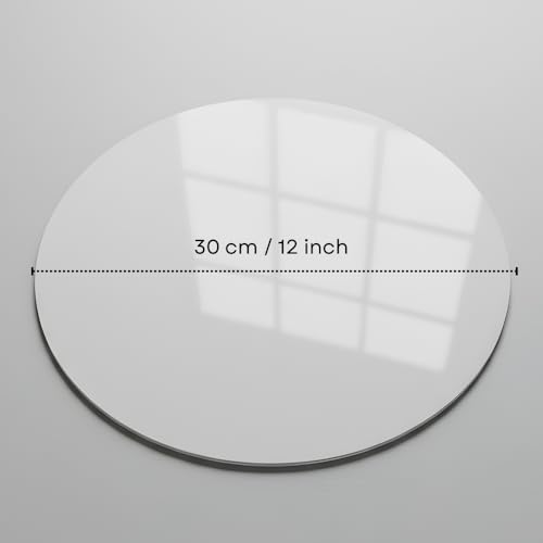 Image of SMILEDRIVE White & Black Reflective Acrylic Display Table Risers, Set of 2 | 30 cm Diameter, Round Shape, Professional Product Photography