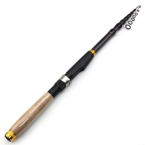 CWOQOCW Caña de pescar telescópica 30T de fibra de carbono de acción rápida con mango de EVA suave para mar, lago, río, viajes, camping, negro (2,1 m)