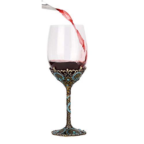 Wine Glasses Clear Handcrafted Champagne Glasses Red Wine Glasses Set Of 2 Enamel Floral Goblets (Blue) #TOP3
