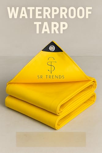 Image of Heavy Duty HDPE Tirpal 250 GSM | Waterproof, UV Resistant & Durable Tarpaulin Sheet with Eyelets for Outdoor, Truck, Garden & Roof Cover (Yellow, 30 x 20 FT)