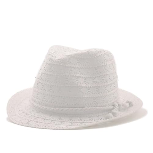 Chapeau de paille femme blanc léger contre la chaleur pour plage vintage