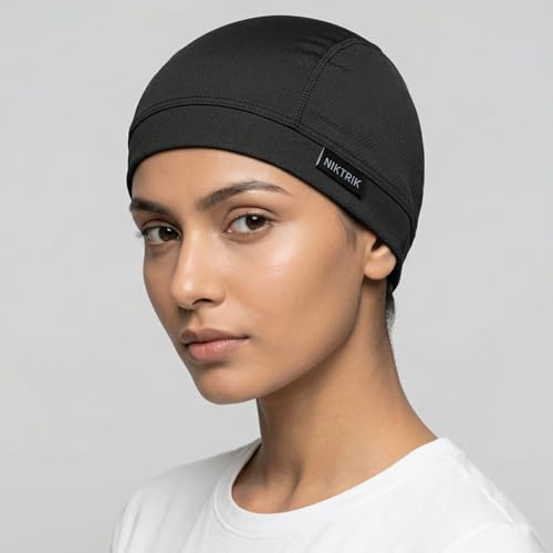 Image of Unisex Helmet Skull Cap for Bikers & Cyclists, Polyester Head Cap, Hair Inner Helmet Cap for Men, Sweat Cooling Beanie Cap, Skull Mask for Summer, Bike Accessories