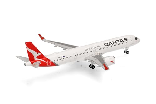 Herpa Modellflugzeug Qantas Airbus A321XLR - VH-OGA Great Ocean Road, Miniatur im Maßstab 1:500, Sammlerstück, Flugzeug Modell ohne Standfuß, Metall