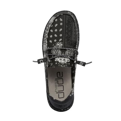 Image of HEYDUDE Women's Wendy Patch Geo Bandana Nights Size 6 Black | Womena€s Shoes | Womena€s Lace Up Loafers | Comfortable & Light-Weight