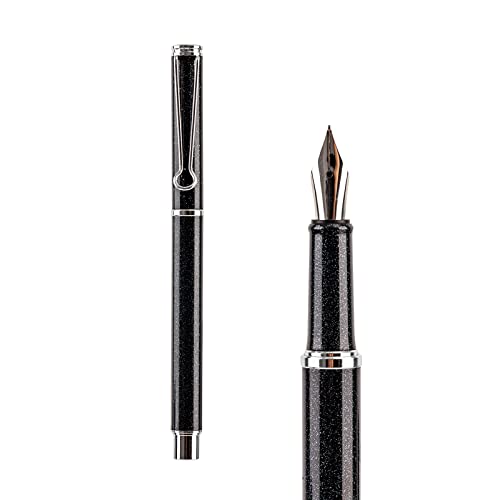 Aihao Refillable Fountain Pen, Fine Point, Metal Fountain Pen With Gift Box, Black Ink, 2 Ink Cartridges In One Set, Pearl Black Metal Pen.fountain Pens For Writing #TOP7