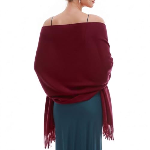 RUI VTRON Scarf for Women Fall Winter Scarves Warm Large Pashmina Shawls and Wraps Wine Red