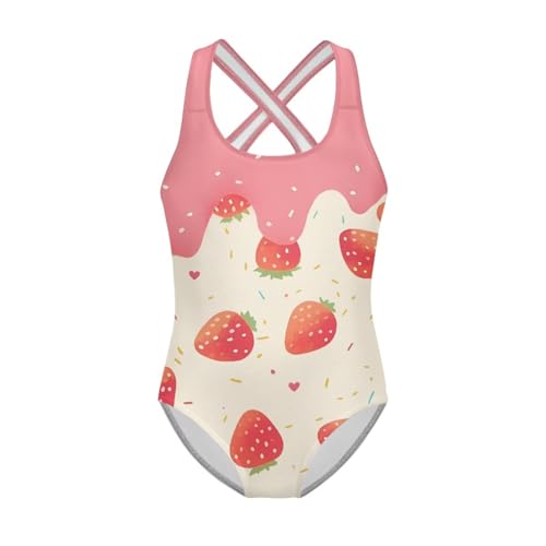 Image of Girls One Piece Swimsuit Teens Cross Back Summer Beach Wear for 5-14Y