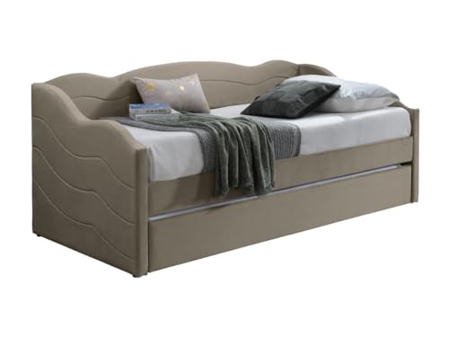 Venta-unica - Sofá cama nido 2 x 90 x 190 - Terciopelo - Beige - LENVIA