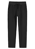 Weintee Women's Petite Cotton Sweatpants with Pockets M Black