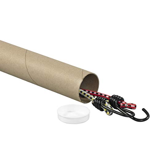 Partners Brand PP2520K Mailing Tubes with Caps, 2-1/2" x 20", Kraft (Pack of 34)