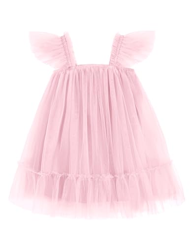 Image of Arshiner Toddler Tulle Dress for Girls Layered Tutu Ruffle Dresses Swing Twirly Fairy Summer Birthday Party Wedding Sundress