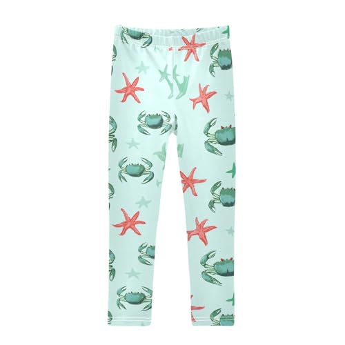 Green Crabs Girls' Leggings Toddler Doodles Red Starfishs Kids Yoga Pants Dance Active Tights 4T