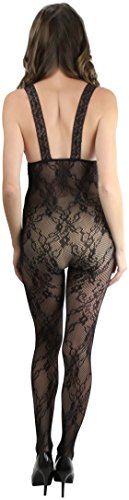 Image of ToBeInStyle Women's Bodystocking Crotchless Peek-A-Boo Fishnet Lace Bodysuit