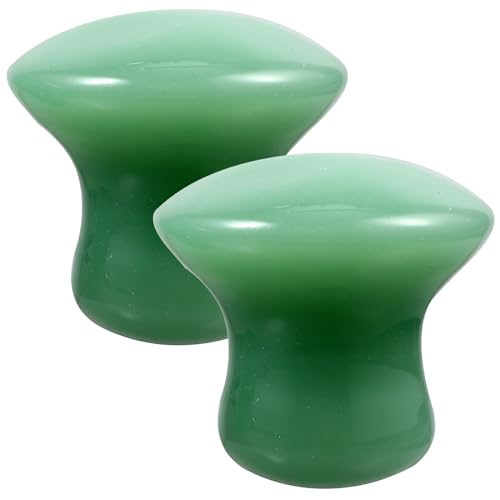 FOMIYES Jade Massager: Mushroom Gua Sha - 2Pcs Green Jade Quartz Mushroom Face Massage Rollers Stones Scraping Massage Tool for Men Women, Massager for Face, Eyes, Relieve Fine Lines and Wrinkles