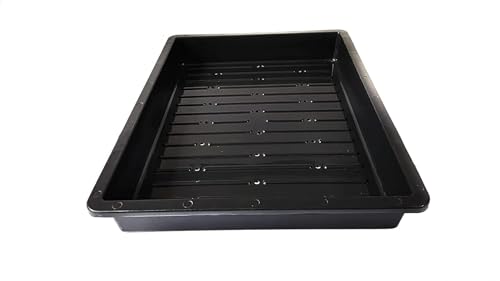 Image of Grow Tray, Fodder, Microgreens Tray with Drainage Holes, 2ft x 1.5ft x 3 inch, Black, Stackable Seedling and Microgreen Container (5 Trays)